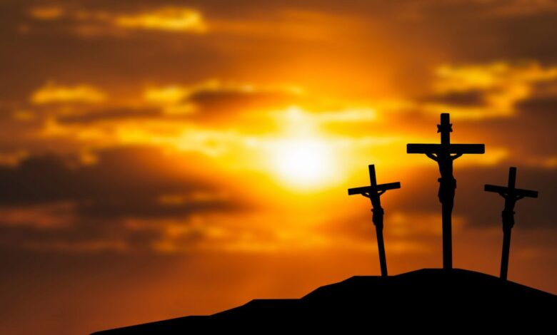 Vecteezy the crucifixion of jesus christ in twilight sky 3d rendering 34466892 2 scaled.jpg